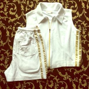 2 pc shorts set with cropped zipper jacket